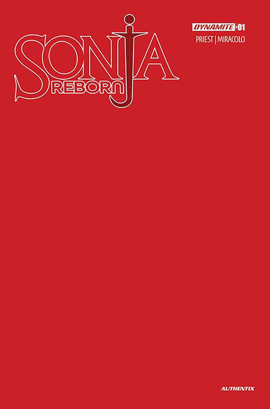 Sonja Reborn #1 Cover U Variant Red Blank Authentix Cover