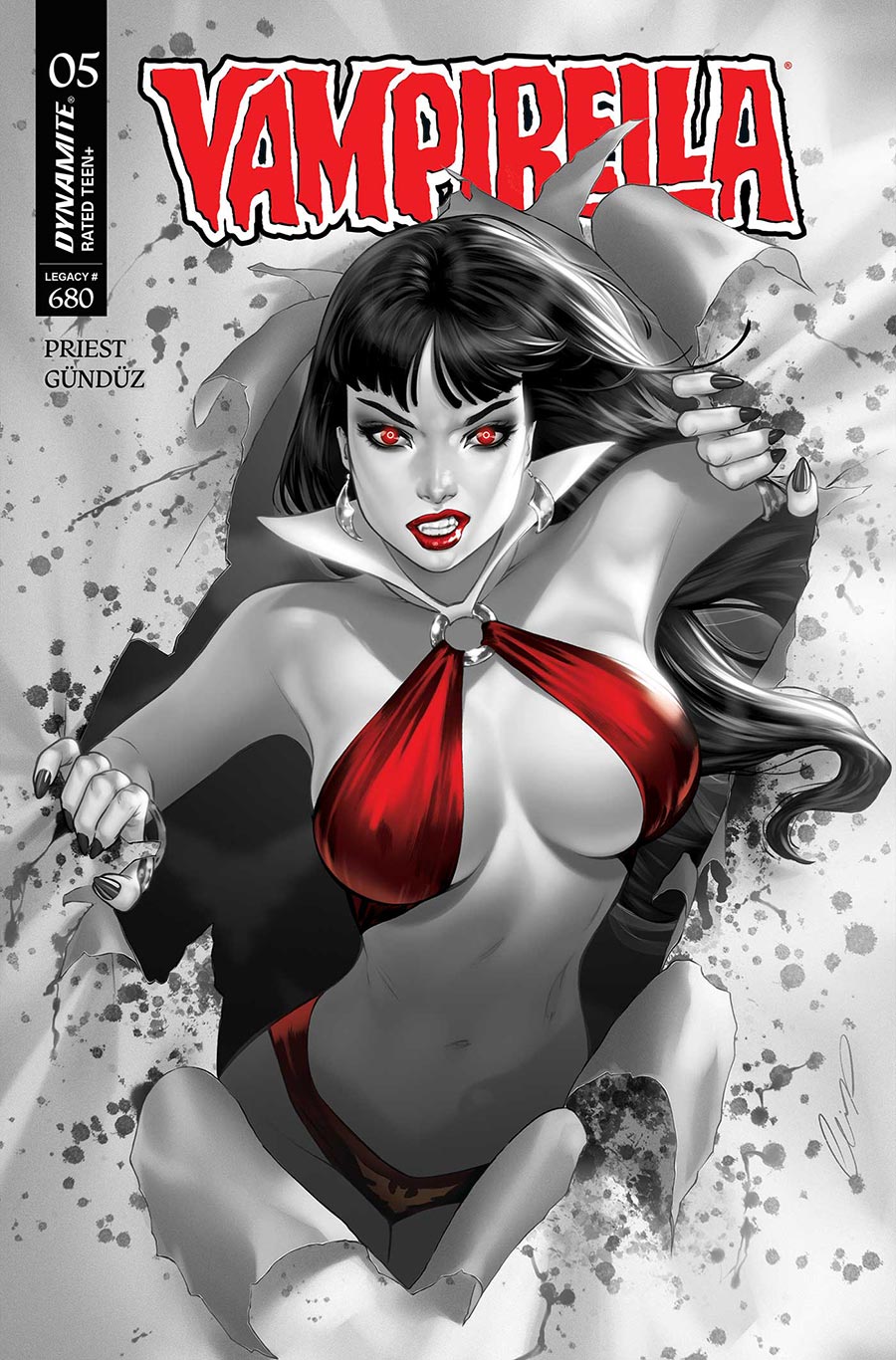 Vampirella Vol 9 #5 Cover P Incentive Elias Chatzoudis Black & White Cover