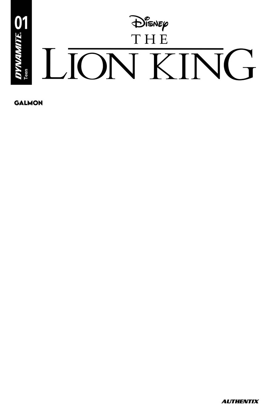 Lion King #1 Cover E Variant Blank Authentix Cover