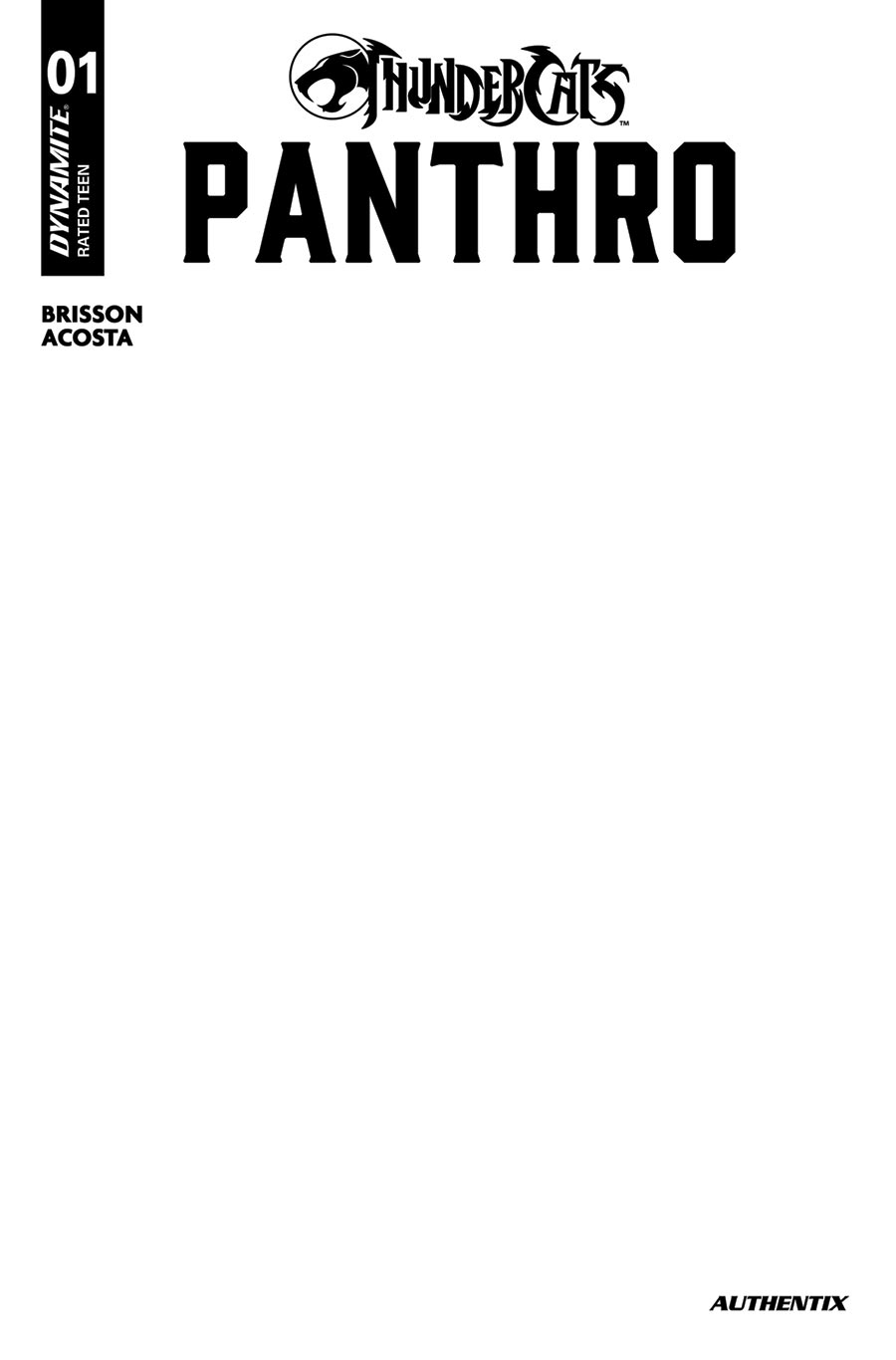 Thundercats Panthro #1 Cover E Variant Blank Authentix Cover
