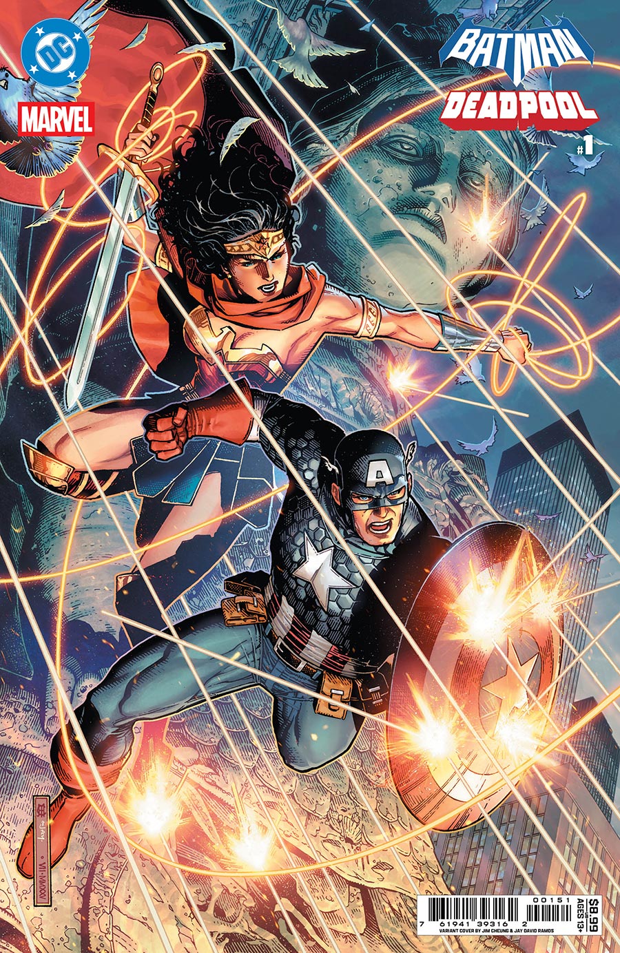 DC Marvel Batman Deadpool #1 (One Shot) Cover E Variant Jim Cheung Wonder Woman Captain America Card Stock Cover