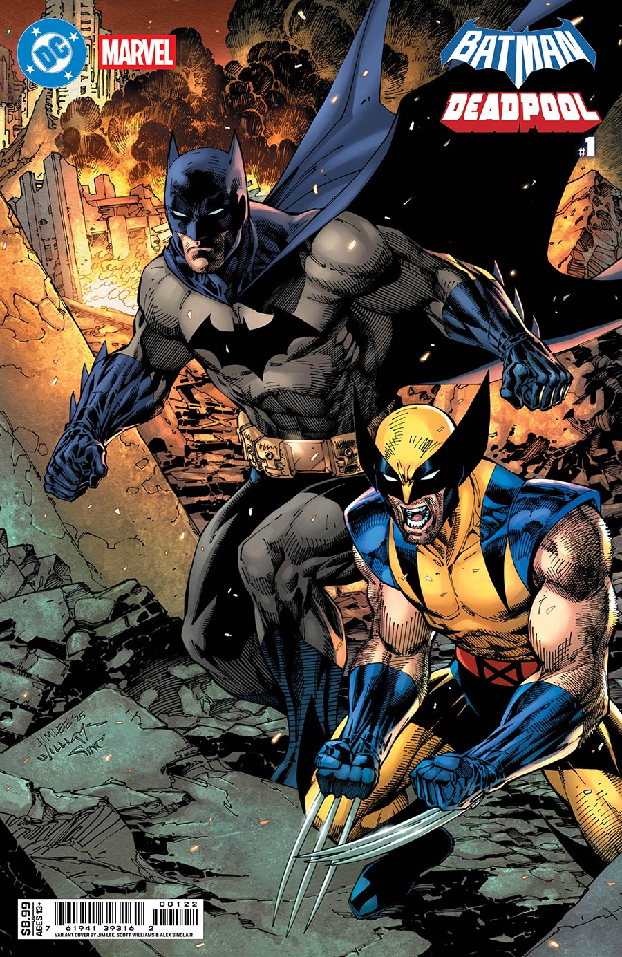 DC Marvel Batman Deadpool #1 (One Shot) Cover K Variant Jim Lee Batman Wolverine Card Stock Cover
