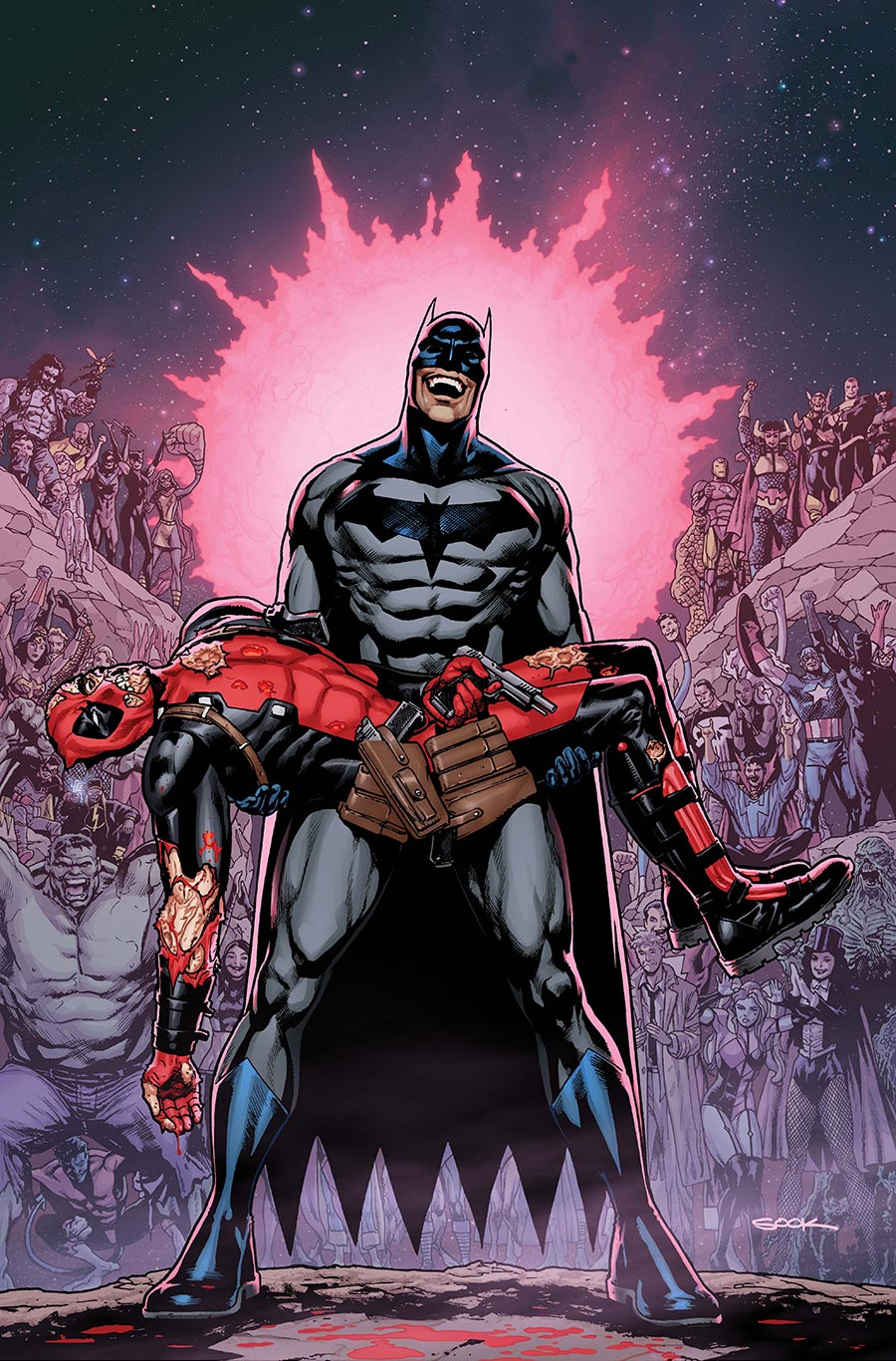 DC Marvel Batman Deadpool #1 (One Shot) Cover R Variant Ryan Sook Crisis On Infinite Earths 7 Homage Card Stock Cover