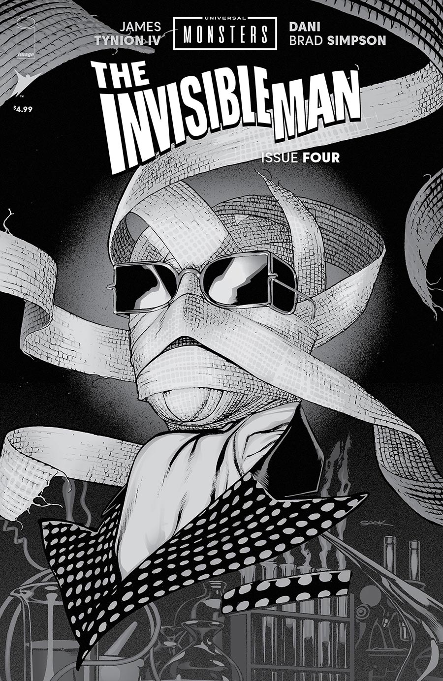 Universal Monsters The Invisible Man #4 Cover D Incentive Ryan Sook Black & White Classic Horror Cover