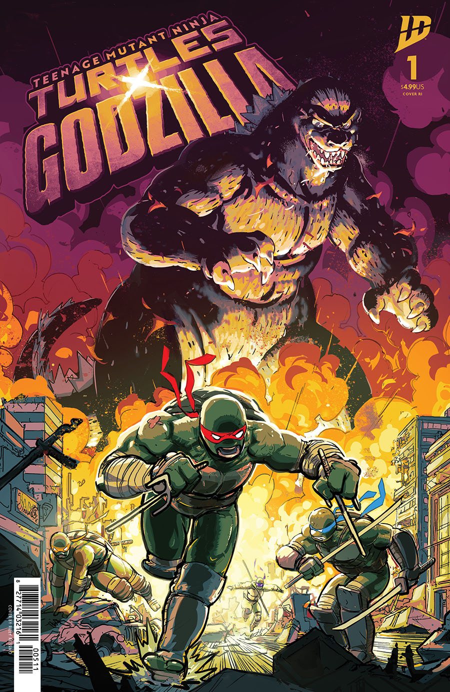 Teenage Mutant Ninja Turtles x Godzilla #1 Cover H Incentive Riley Rossmo Variant Cover