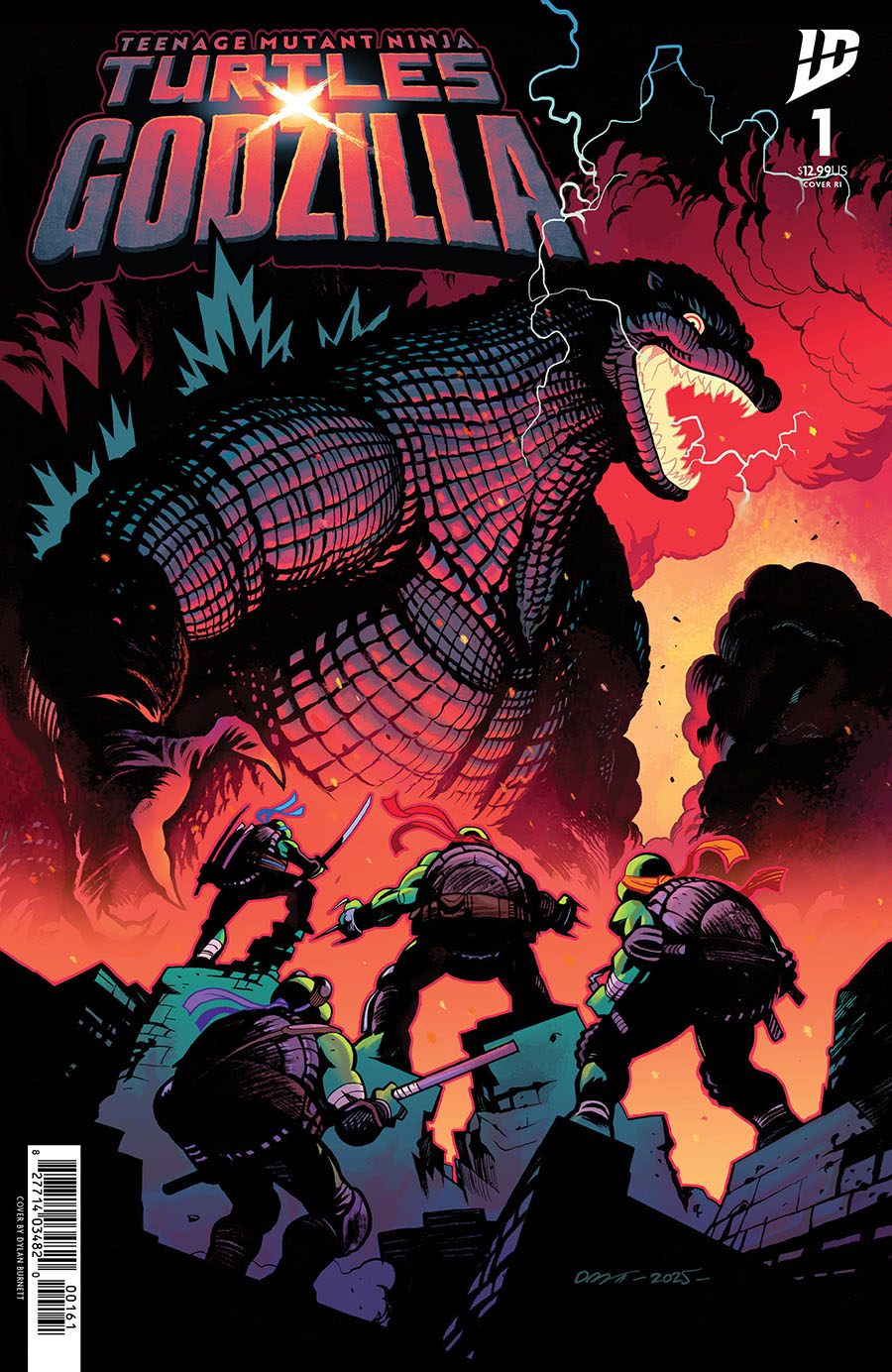 Teenage Mutant Ninja Turtles x Godzilla #1 Cover F Incentive Dylan Burnett Foil Variant Cover