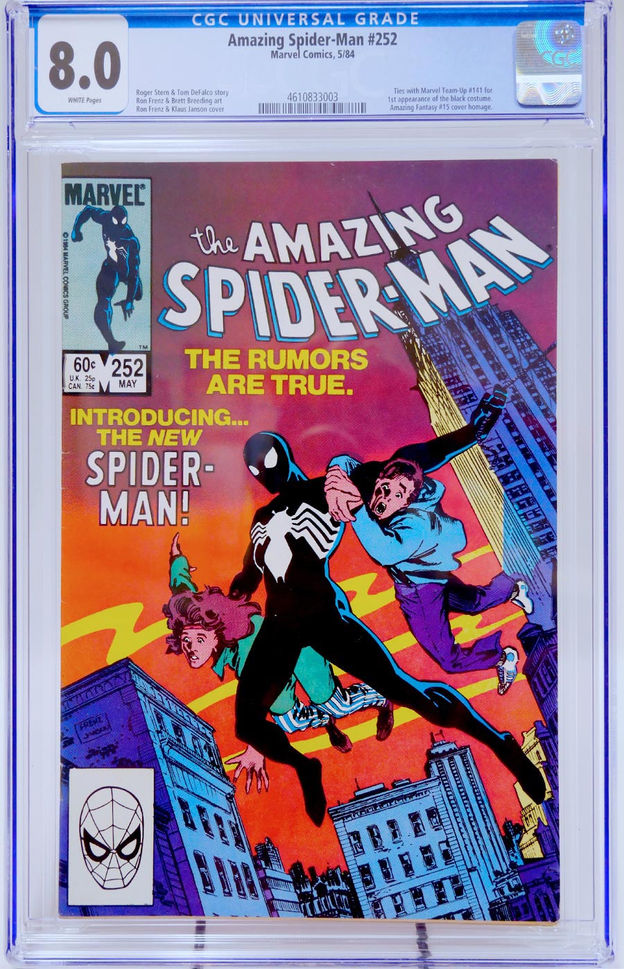 Amazing Spider-Man #252 Cover R 1st Ptg CGC 9.0