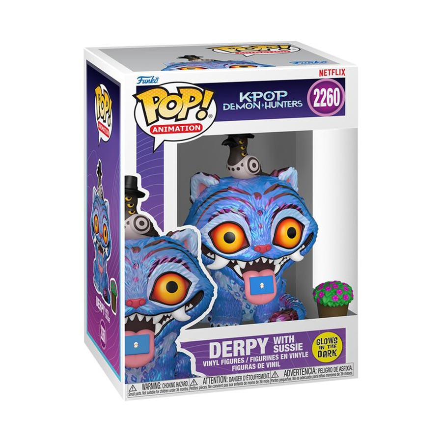 POP Animation KPop Demon Hunters Derpy Cat With Sussie Glow-In-The-Dark Vinyl Figure