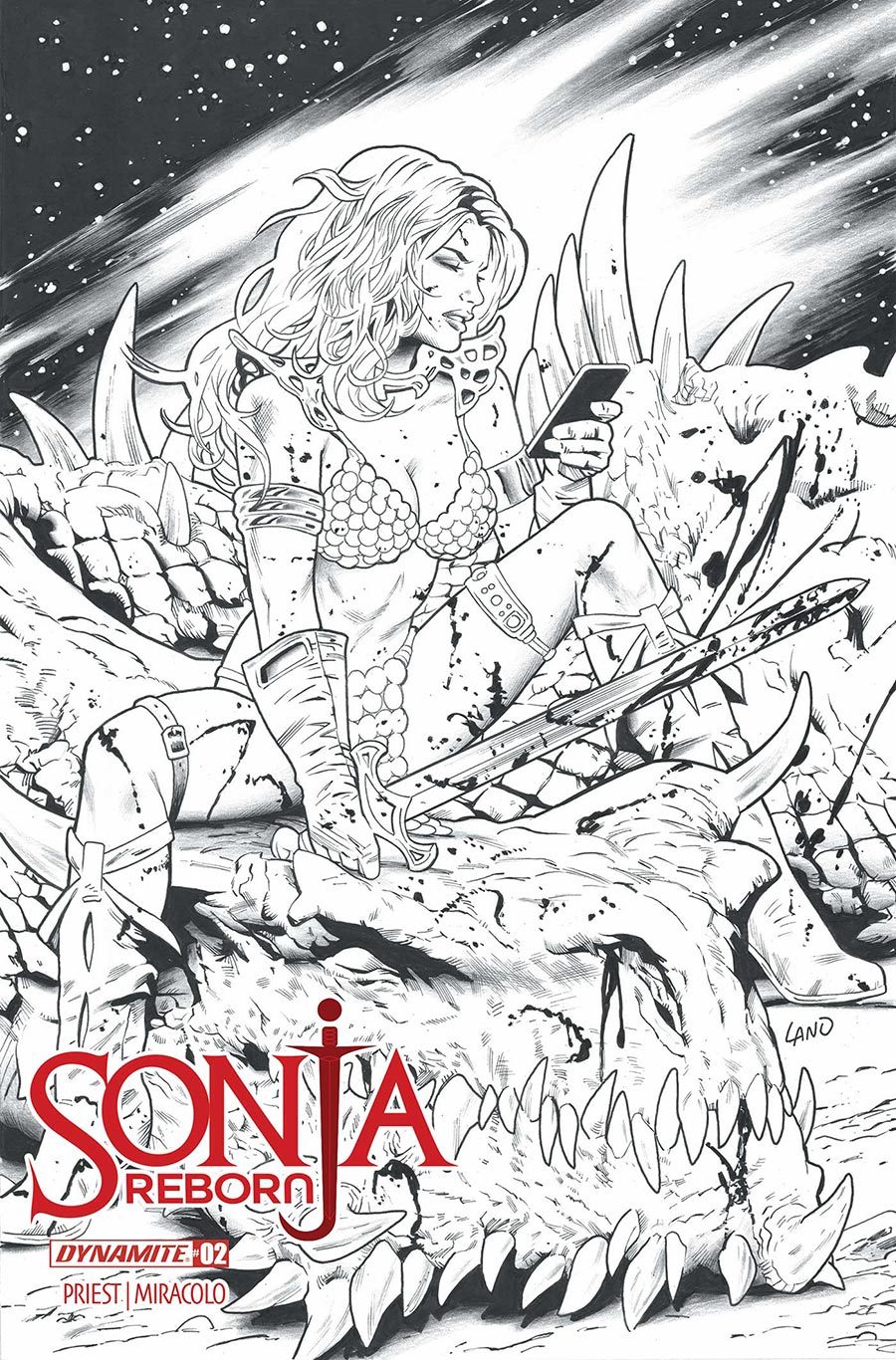 Sonja Reborn #2 Cover N Variant Greg Land Line Art Cover