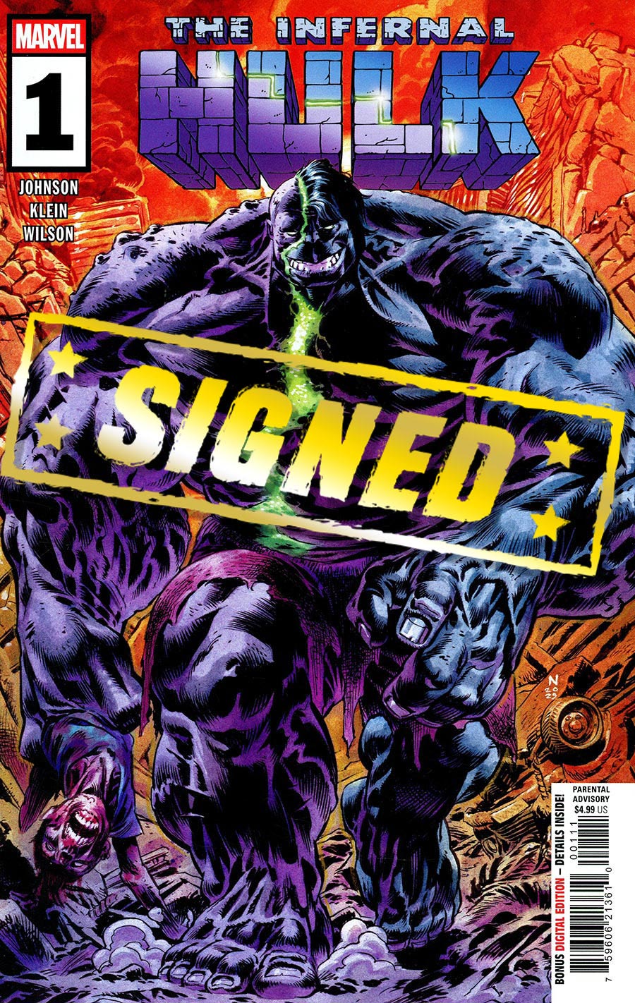 Infernal Hulk #1 Cover I Regular Nic Klein Cover Signed By Phillip Kennedy Johnson