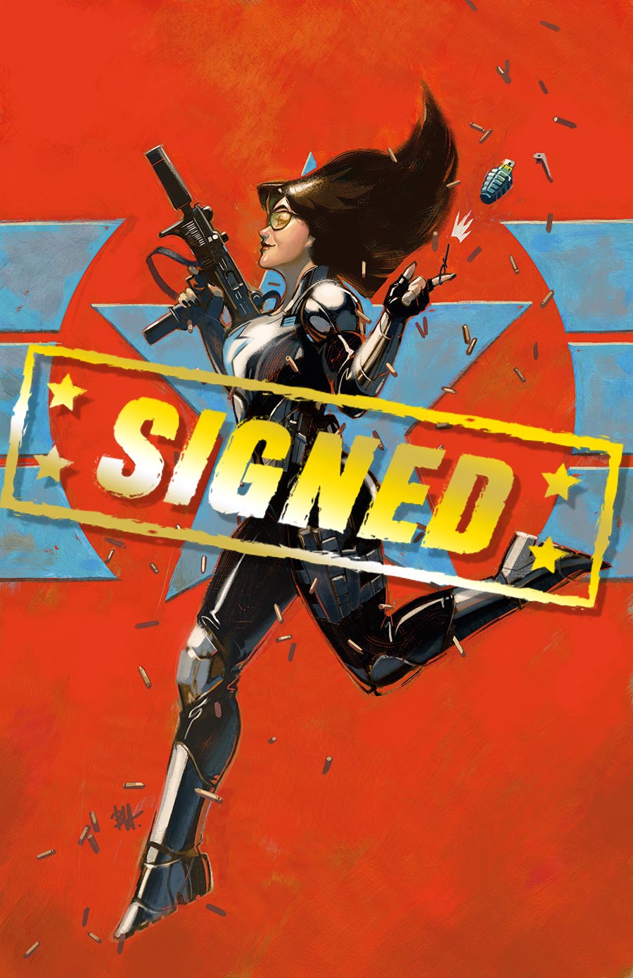 GI Joe Vol 10 #1  Midtown Exclusive Ben Harvey Virgin Card Stock Variant Cover Signed By Joshua Williamson & Tom Reilly