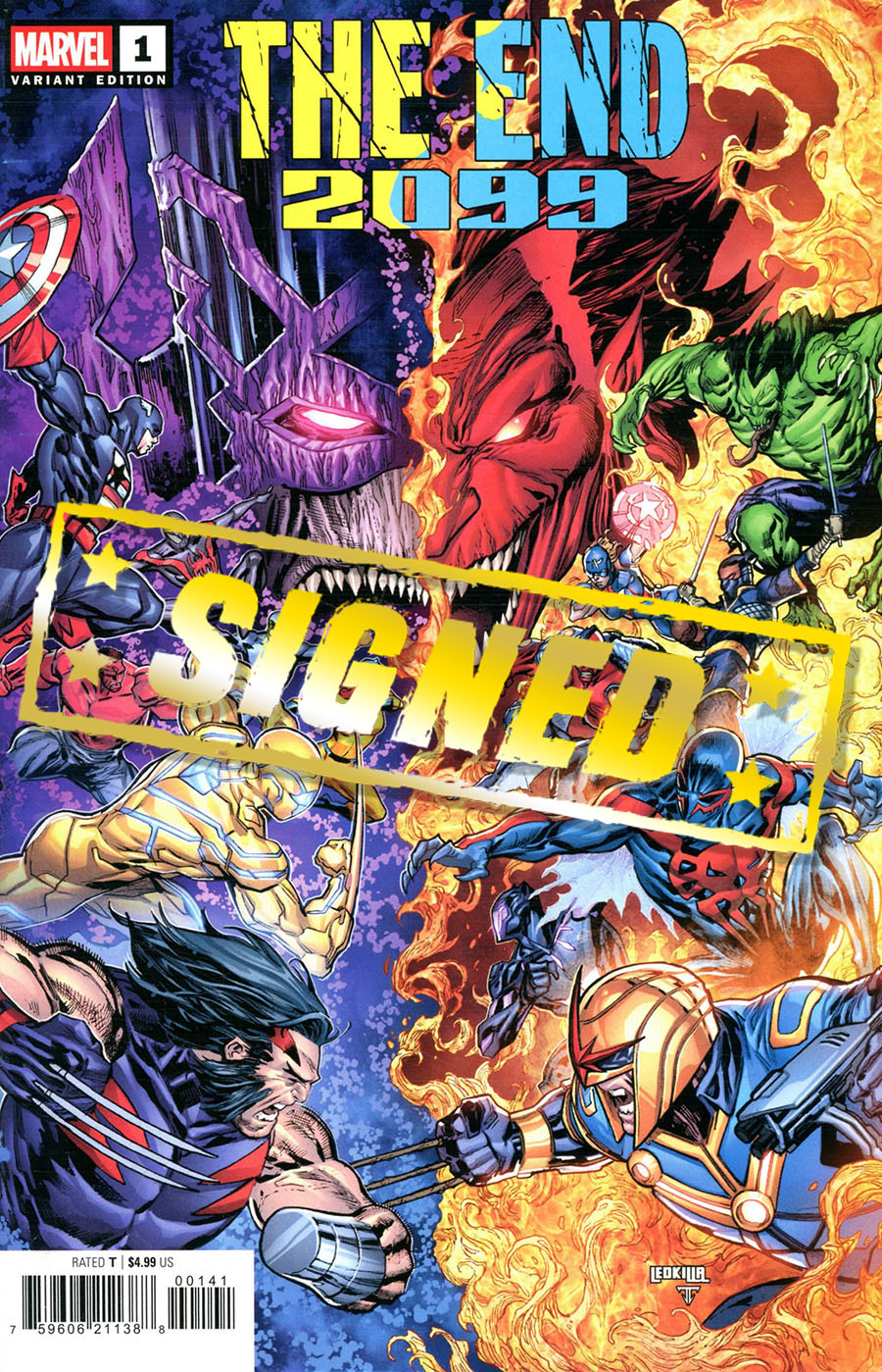 The End 2099 #1 Cover H Variant Ken Lashley Battle Cover Signed By Steve Orlando