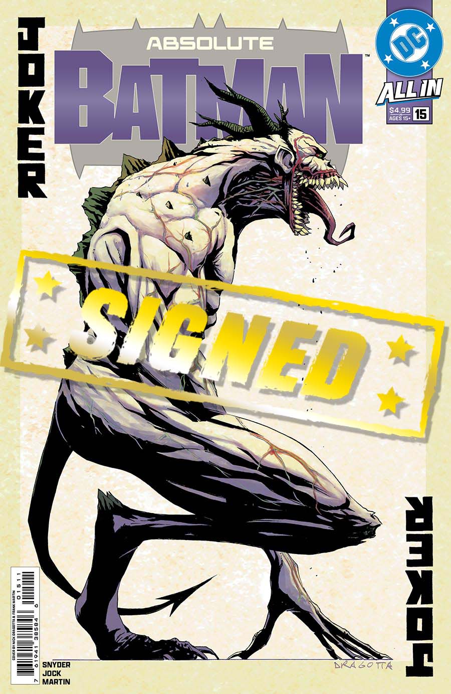 Absolute Batman #15 Cover M Regular Nick Dragotta Cover Signed By Scott Snyder (DC All In)(Limit 1 Per Customer)