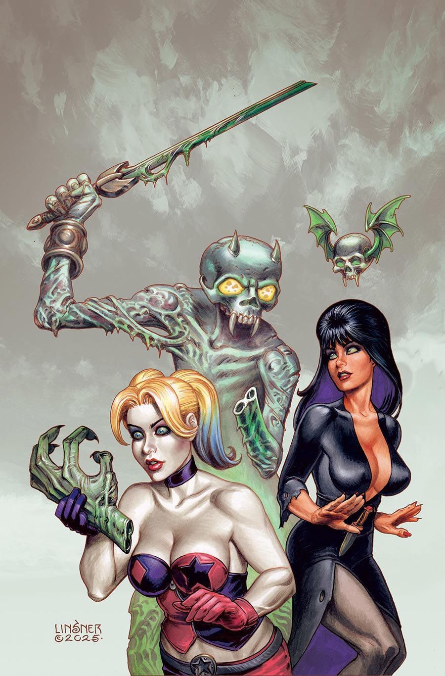 Harley Quinn x Elvira #3 Cover I Incentive Joseph Michael Linsner Virgin Cover