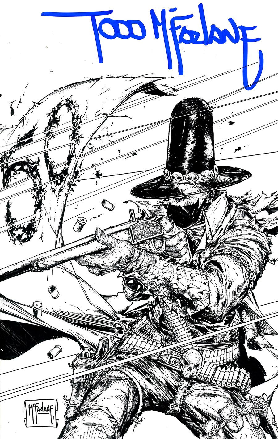 Gunslinger Spawn #50 Cover G-A Incentive Todd McFarlane Black & White Inks Virgin Cover Signed With CGC Certificate (Blue Marker)