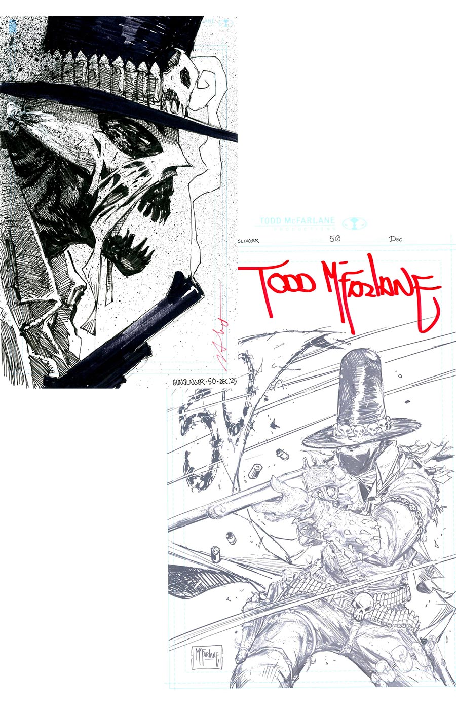 Gunslinger Spawn #50 Cover H Incentive Todd McFarlane Pencils Virgin Cover Signed & Hand-Drawn Sketch By Jason Shawn Alexander With CGC Certificate