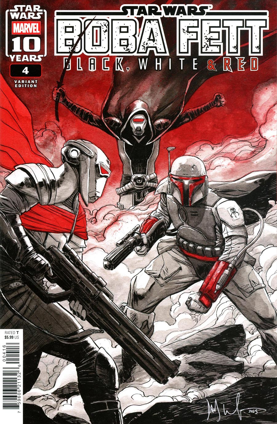 Star Wars Boba Fett Black White & Red #4 Cover C Incentive Dave Wachter Variant Cover