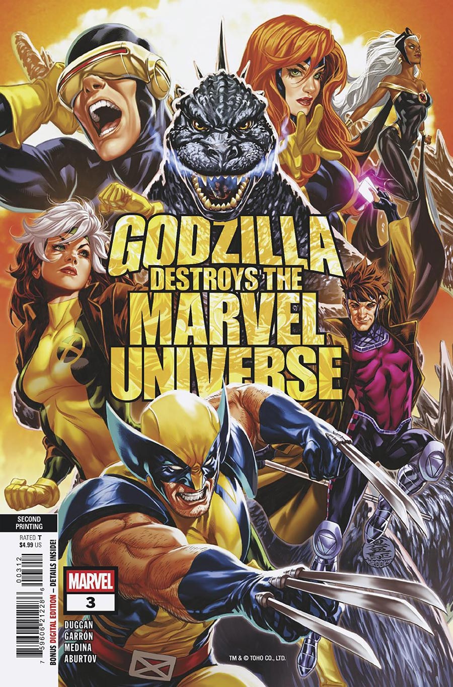Godzilla Destroys The Marvel Universe #3 Cover H 2nd Ptg Mark Brooks Variant Cover