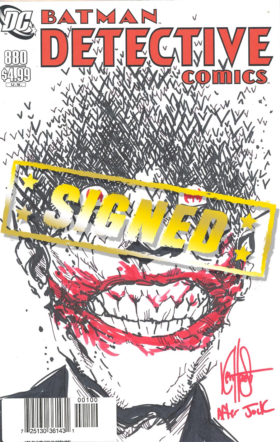 Detective Comics #880 Facsimile Edition Cover E DF Blank Variant Cover Signed & Remarked By Ken Haeser With Jock Homage Hand-Drawn Sketch