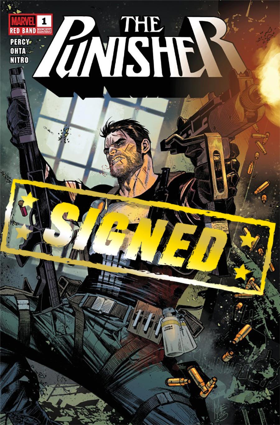 Punisher Red Band #1 Cover M DF Blood Red Signature Series Signed By Benjamin Percy