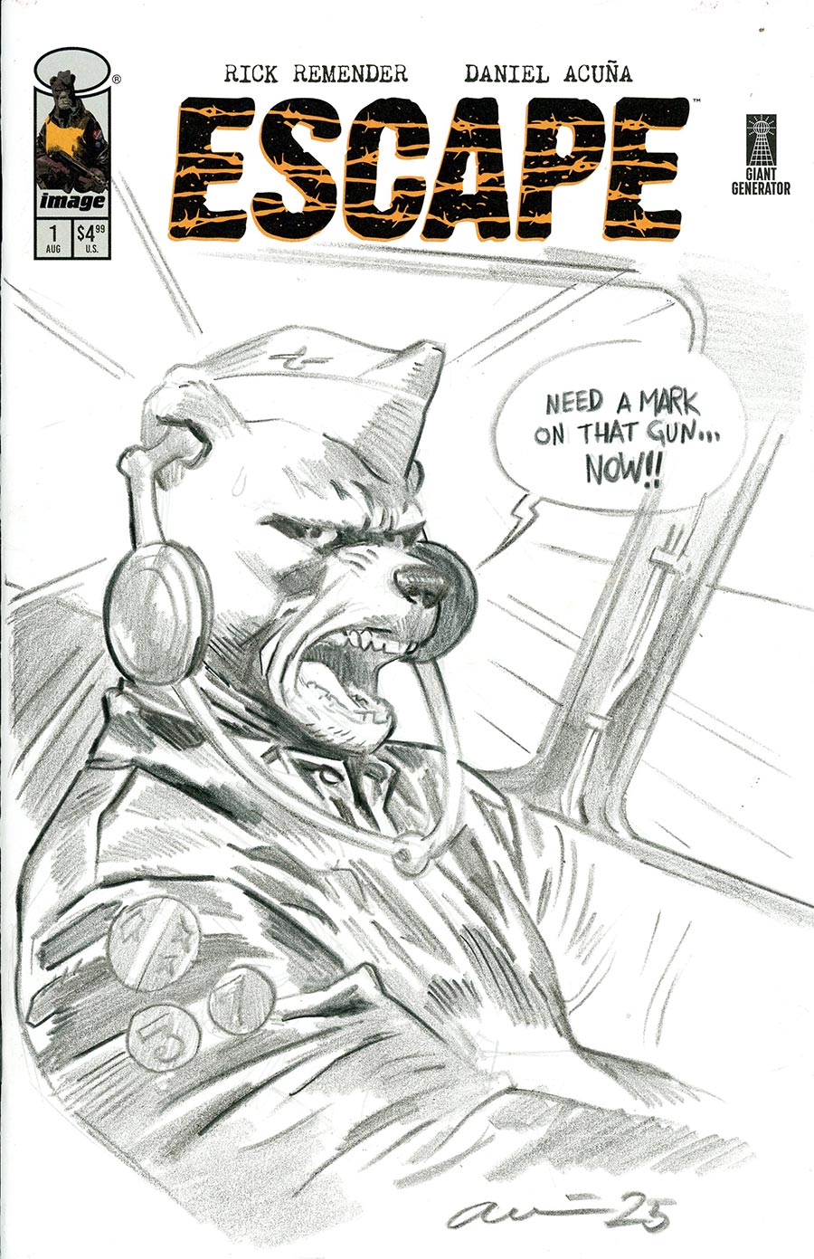 Escape #1 Cover F-B Incentive Daniel Acuna Original Hand-Drawn Sketch Variant Cover
