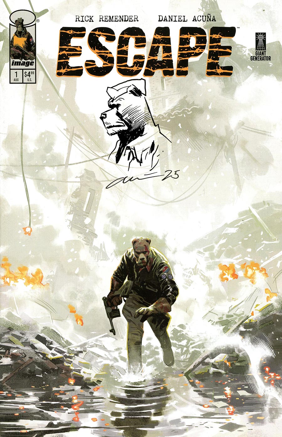 Escape #1 Cover E-B Incentive Daniel Acuna Signed & Remarque Hand-Drawn Sketch Variant Cover