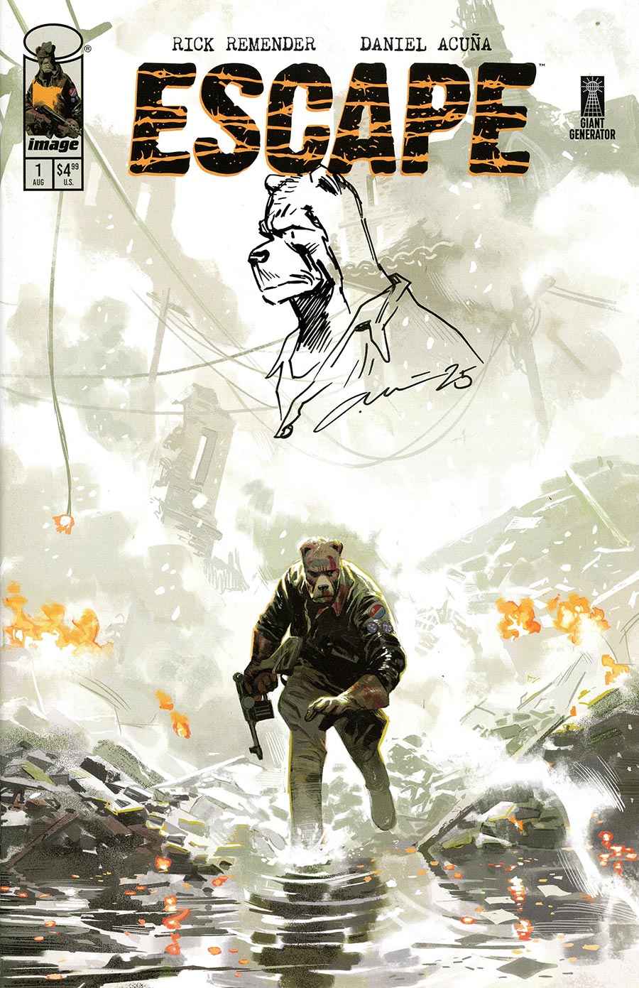 Escape #1 Cover E-C Incentive Daniel Acuna Signed & Remarque Hand-Drawn Sketch Variant Cover
