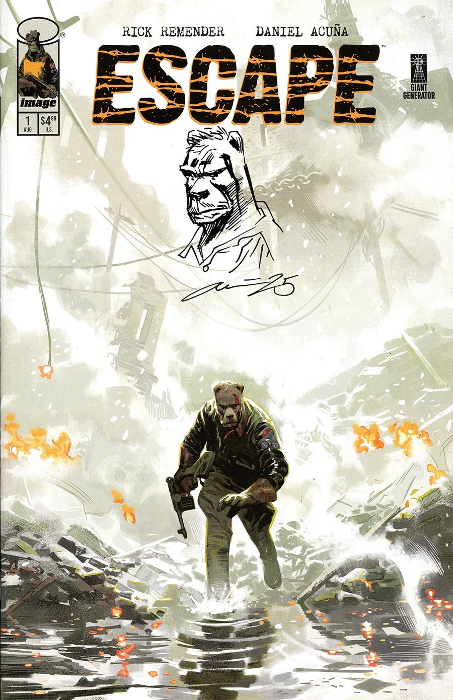 Escape #1 Cover E-D Incentive Daniel Acuna Signed & Remarque Hand-Drawn Sketch Variant Cover