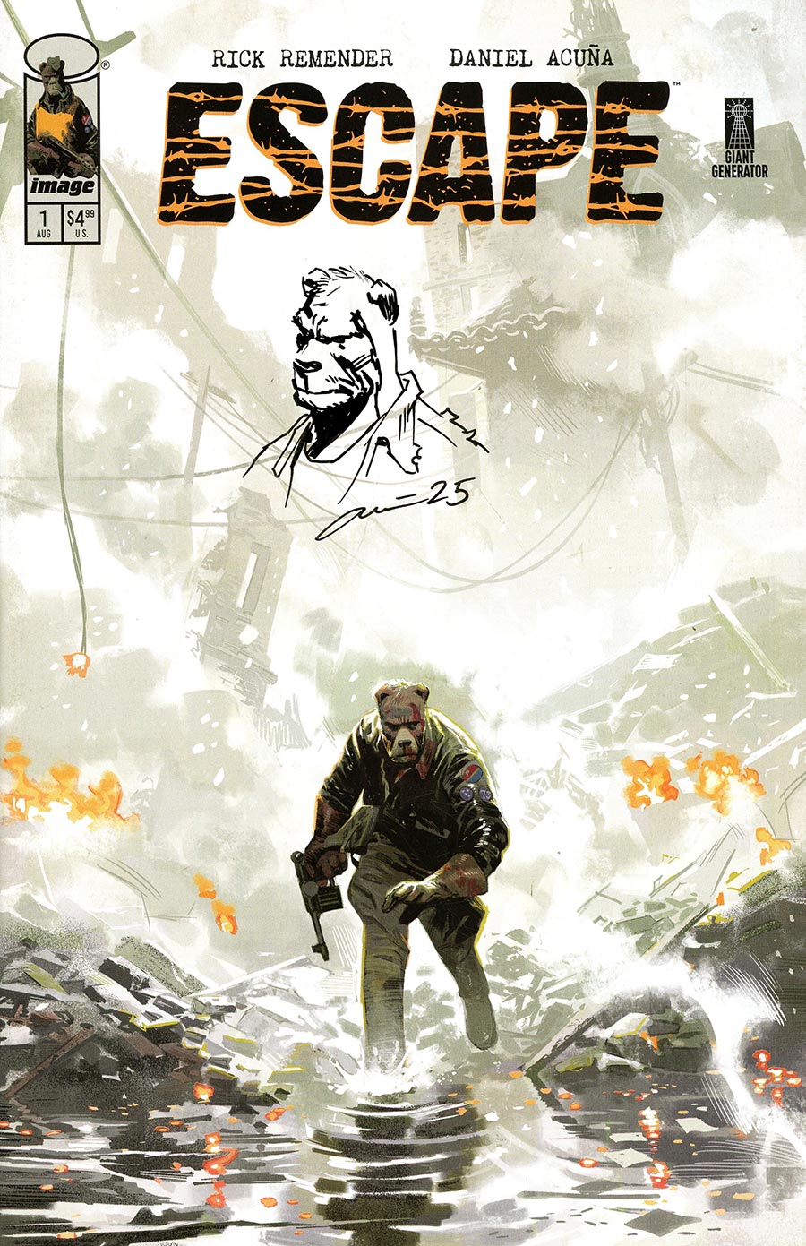 Escape #1 Cover E-F Incentive Daniel Acuna Signed & Remarque Hand-Drawn Sketch Variant Cover