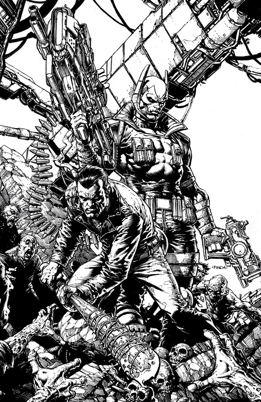 Walking Dead Deluxe #124 Cover E Variant David Finch Youngblood Team Up Black & White Virgin Cover (Limit 1 Per Customer)