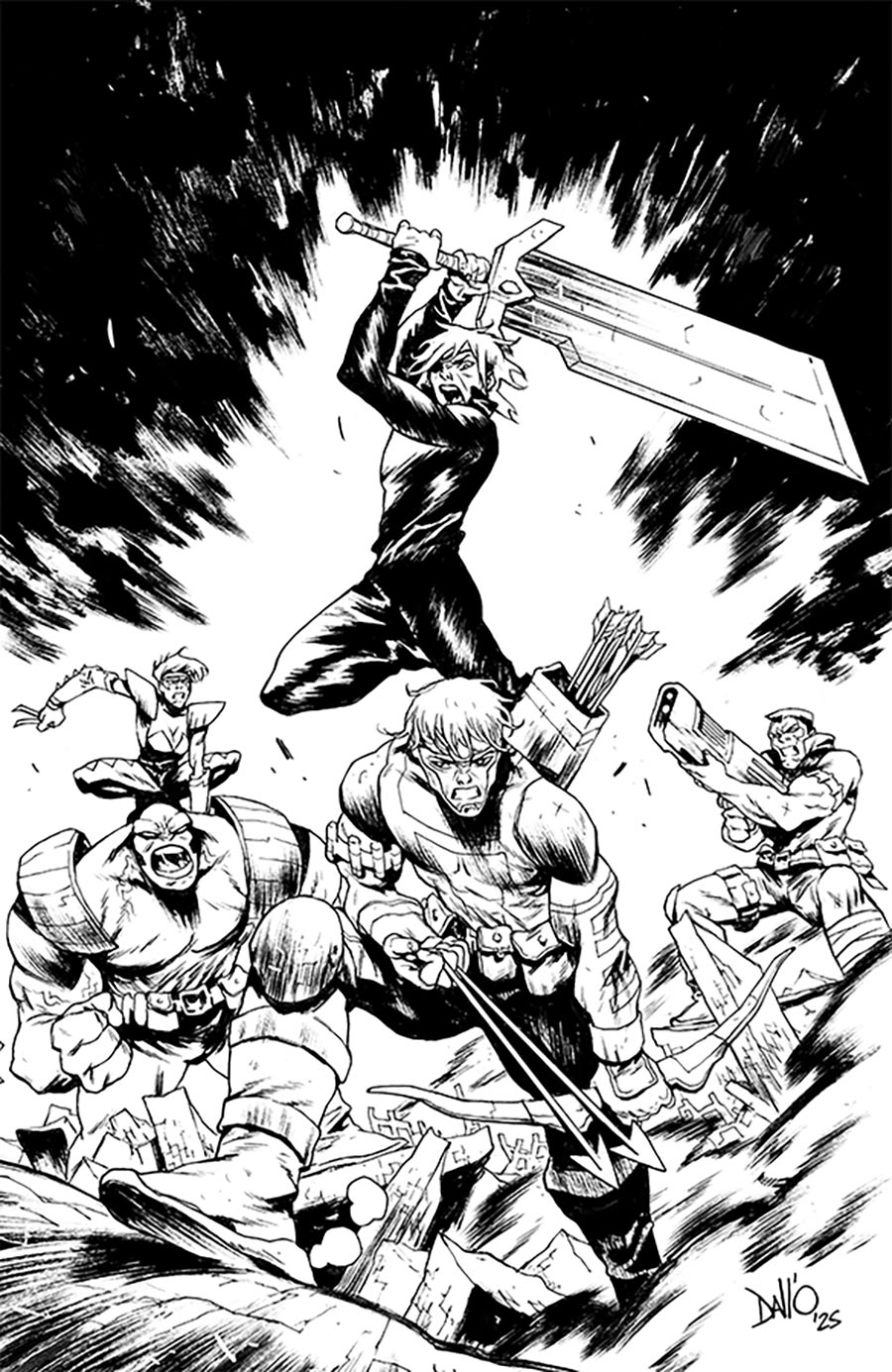 Lost Fantasy #5 Cover J Variant Maxi Dallo Youngblood Team Up Black & White Virgin Cover