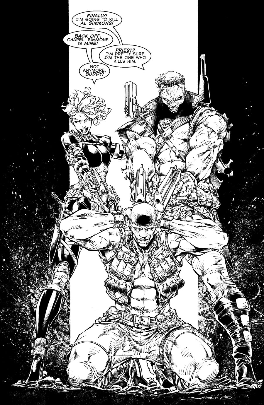 Spawn #370 Cover D Variant Brett Booth Youngblood Team Up Black & White Virgin Cover (Limit 1 Per Customer)