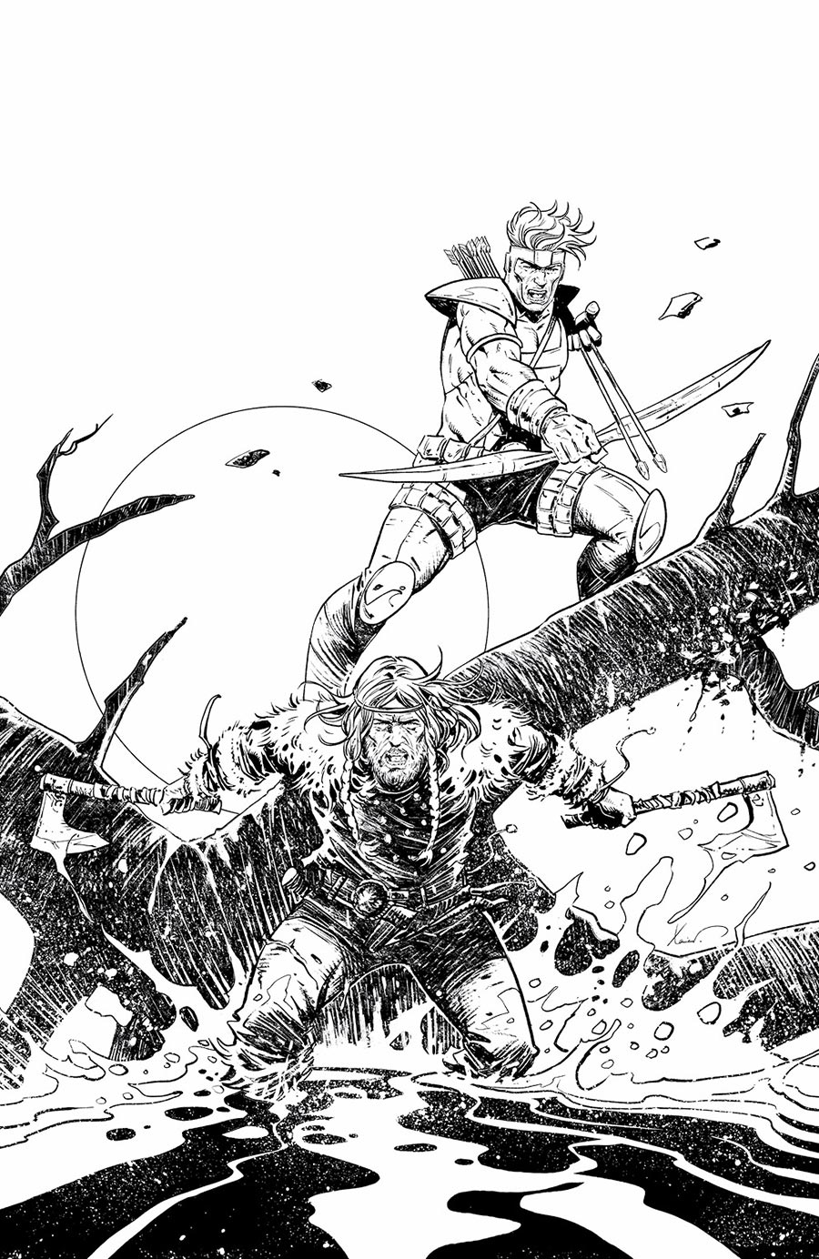 Viking Moon #2 Cover F Variant Phillippe Xavier Youngblood Team Up Black & White Virgin Cover