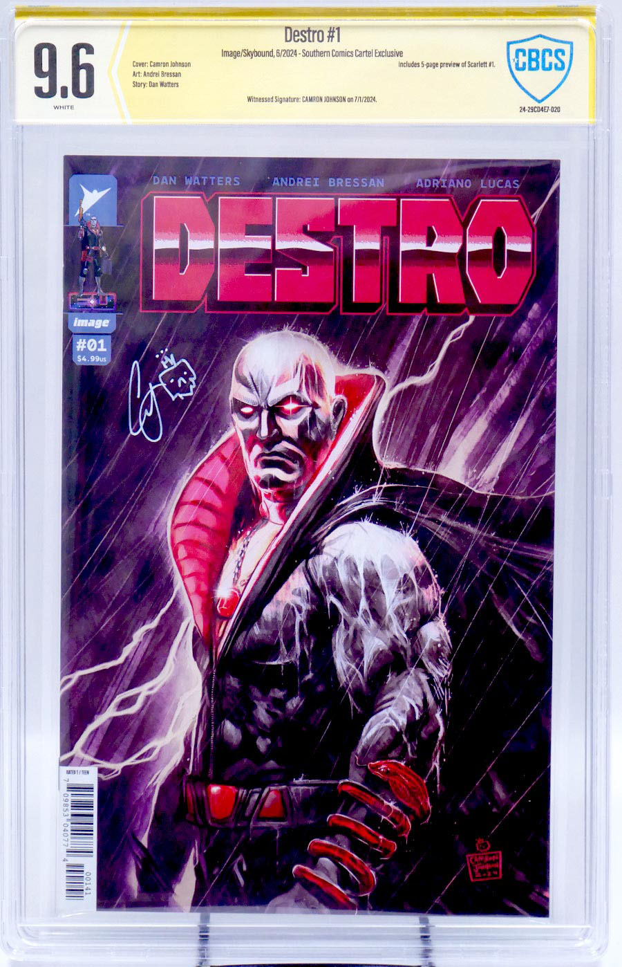 Destro #1 Cover O Camron Johnson Variant Signed by Camron Johnson CBCS 9.6