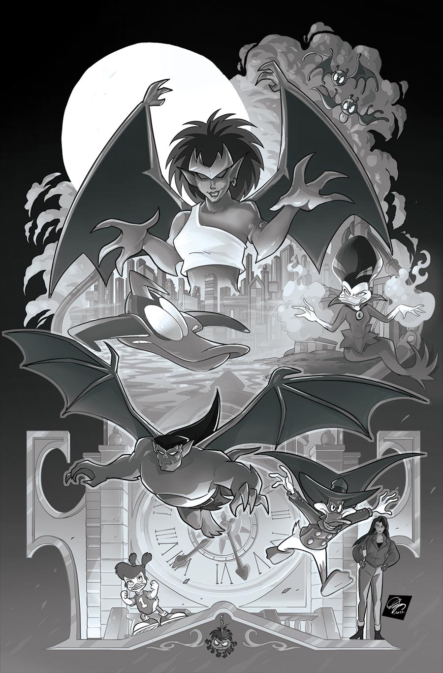 Gargoyles Darkwing Duck #1 Cover L Incentive Ciro Cangialosi Line Art Virgin Cover