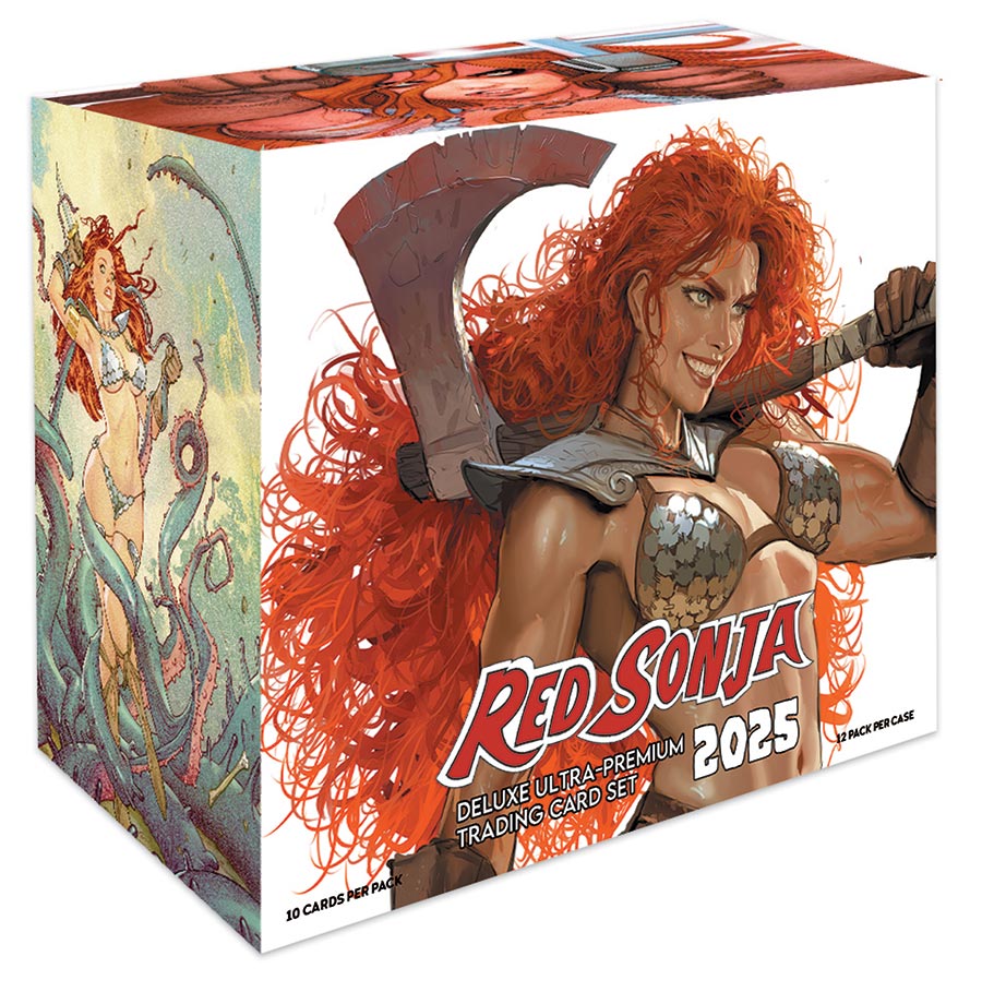 Red Sonja 2025 Deluxe Ultra-Premium Trading Card Set Display Case Of 12 Mini-Box Foil-Packs