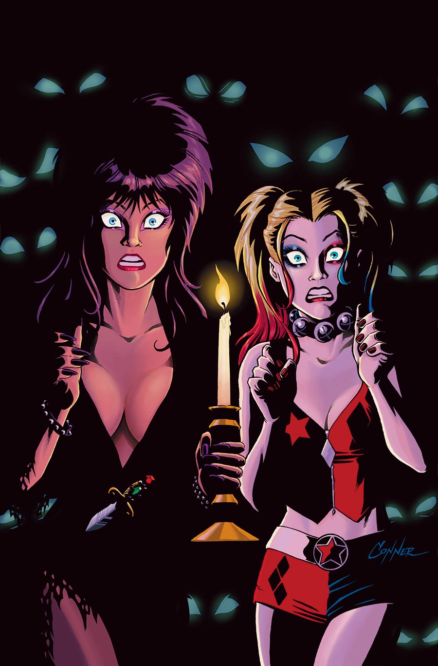 Harley Quinn x Elvira #4 Cover L Incentive Amanda Conner Candle Virgin Cover
