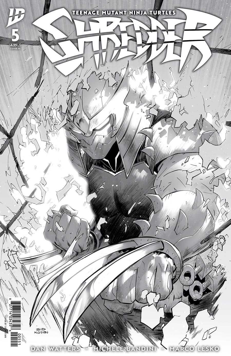 Teenage Mutant Ninja Turtles Shredder #5 Cover E Incentive Sid Kotian Black & White Cover