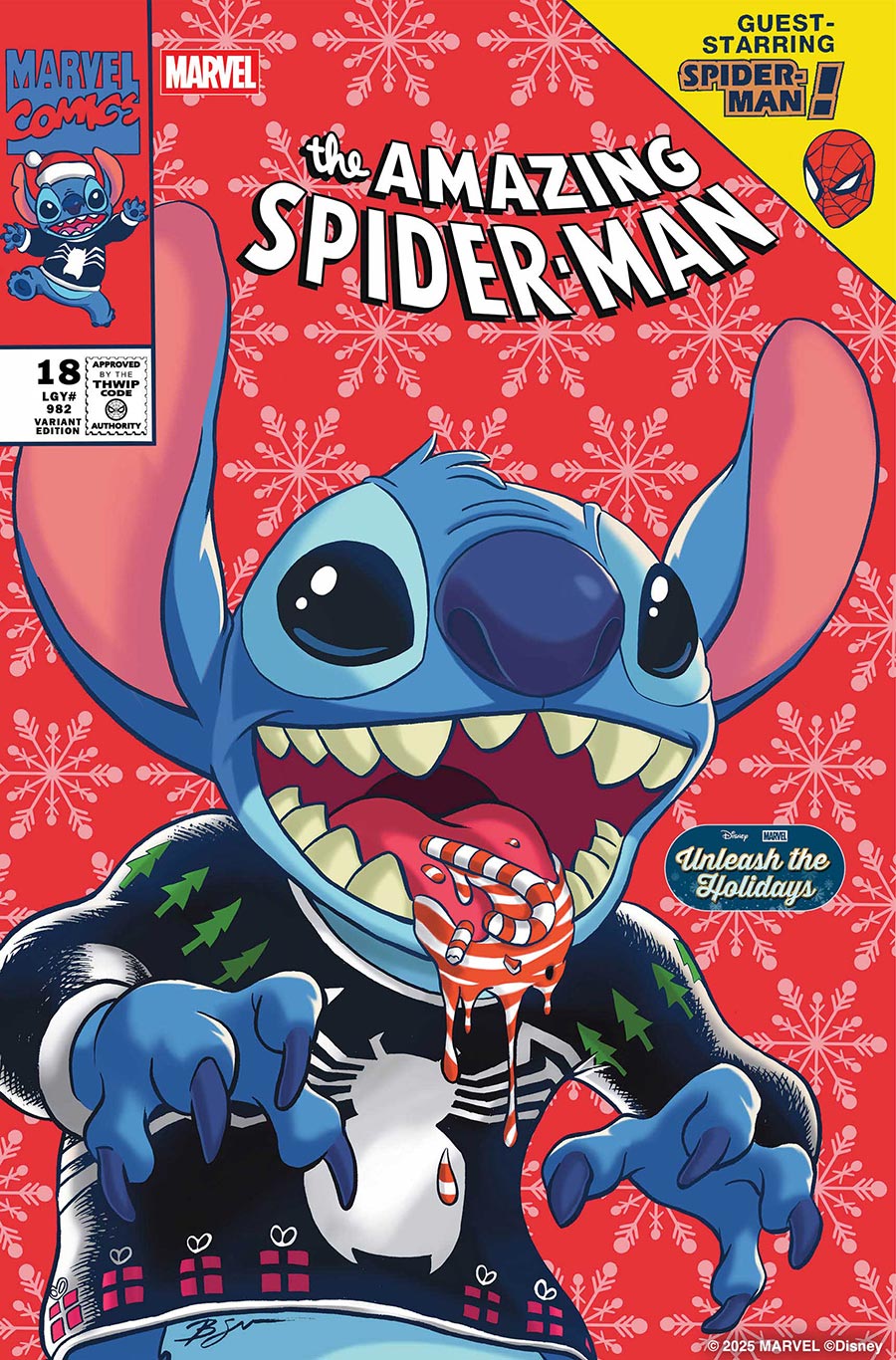Amazing Spider-Man Vol 7 #18 Cover E Variant Benjamin Su Disney Stitch Unleash The Holidays Cover (#984)