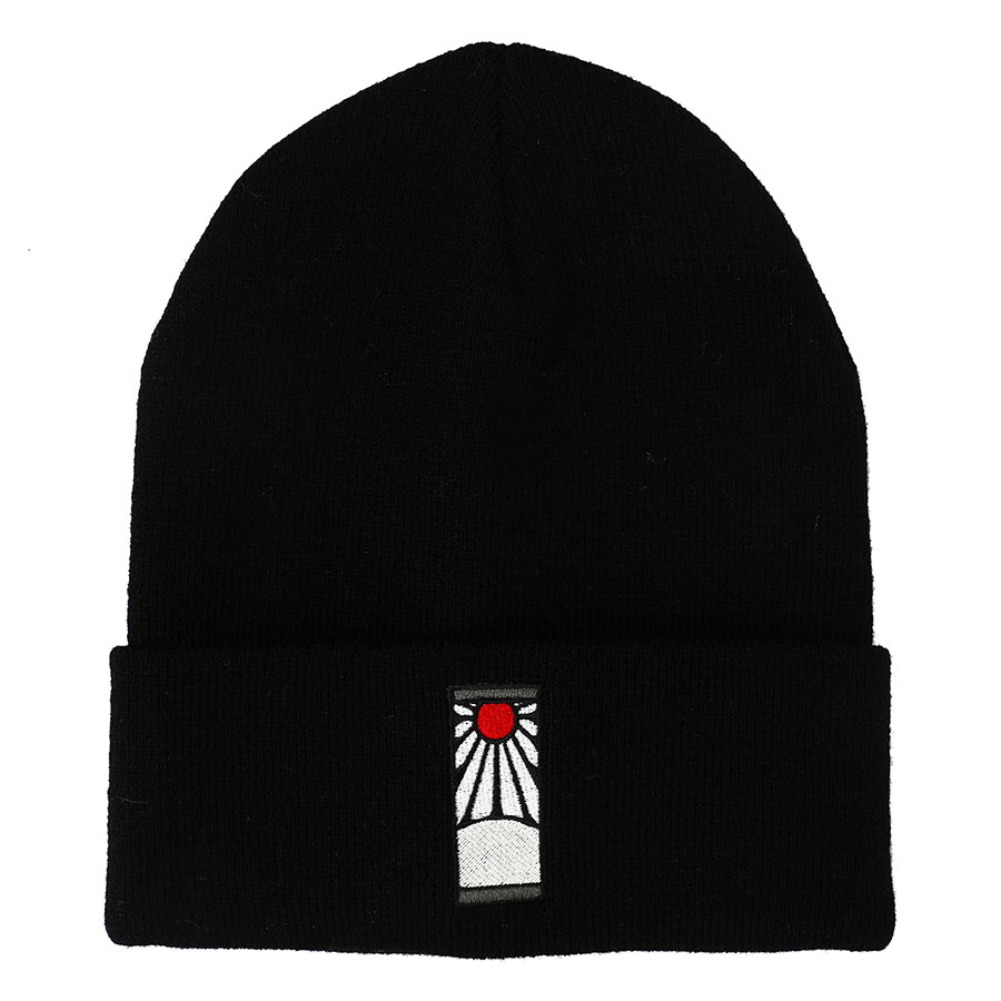 Demon Slayer Kimetsu No Yaiba Tanjiro Earring Embroidered Plain Black Cuffed Knitted Winter beanie Hat