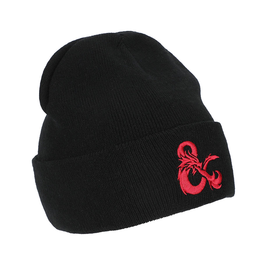 Dungeons & Dragons Ampersand Logo Embroidery Black Acrylic Knit Cuff Beanie