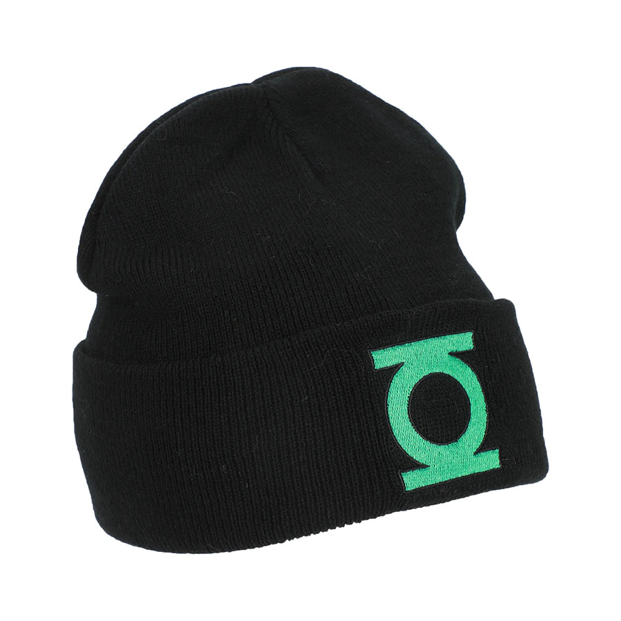 Green Lantern Logo Embroidery On Acrylic Knit Standard Cuff Beanie