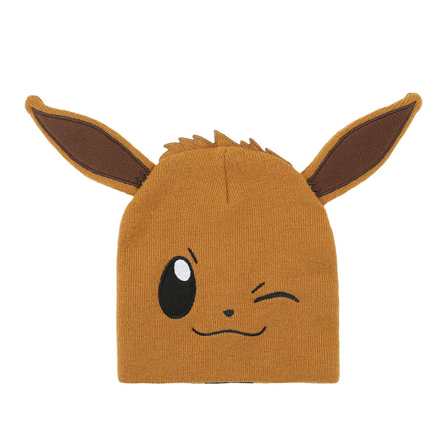 Pokemon Eevee Big Face Brown Cuffless Beanie