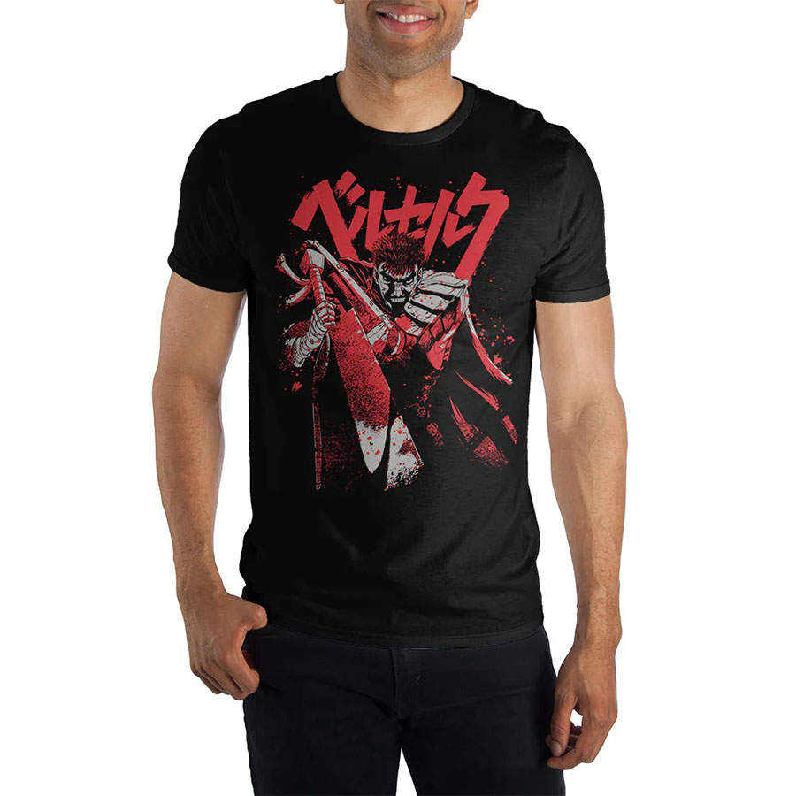 Berserk Anime Guts Mens Black T-Shirt X-Large