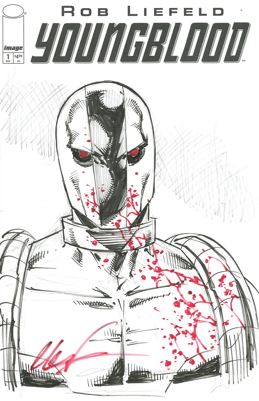 Youngblood Vol 6 #1 Cover L-B Incentive Rob Liefeld Hand-Drawn Sketch Variant Cover