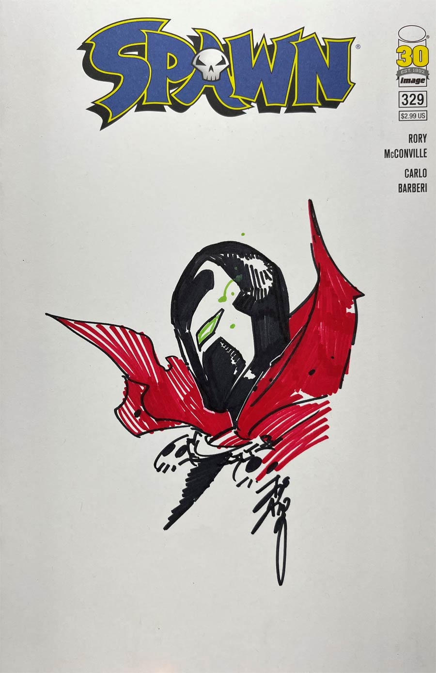 Spawn #329 Cover E Variant Blank Cover Signed & Remarked By Peach Momoko With COA