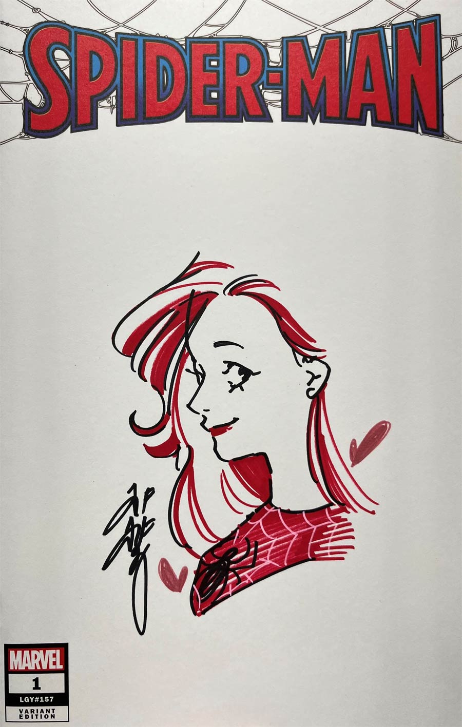 Spider-Man Vol 4 #1 Cover S Variant Blank Cover Signed & Remarked By Peach Momoko With COA