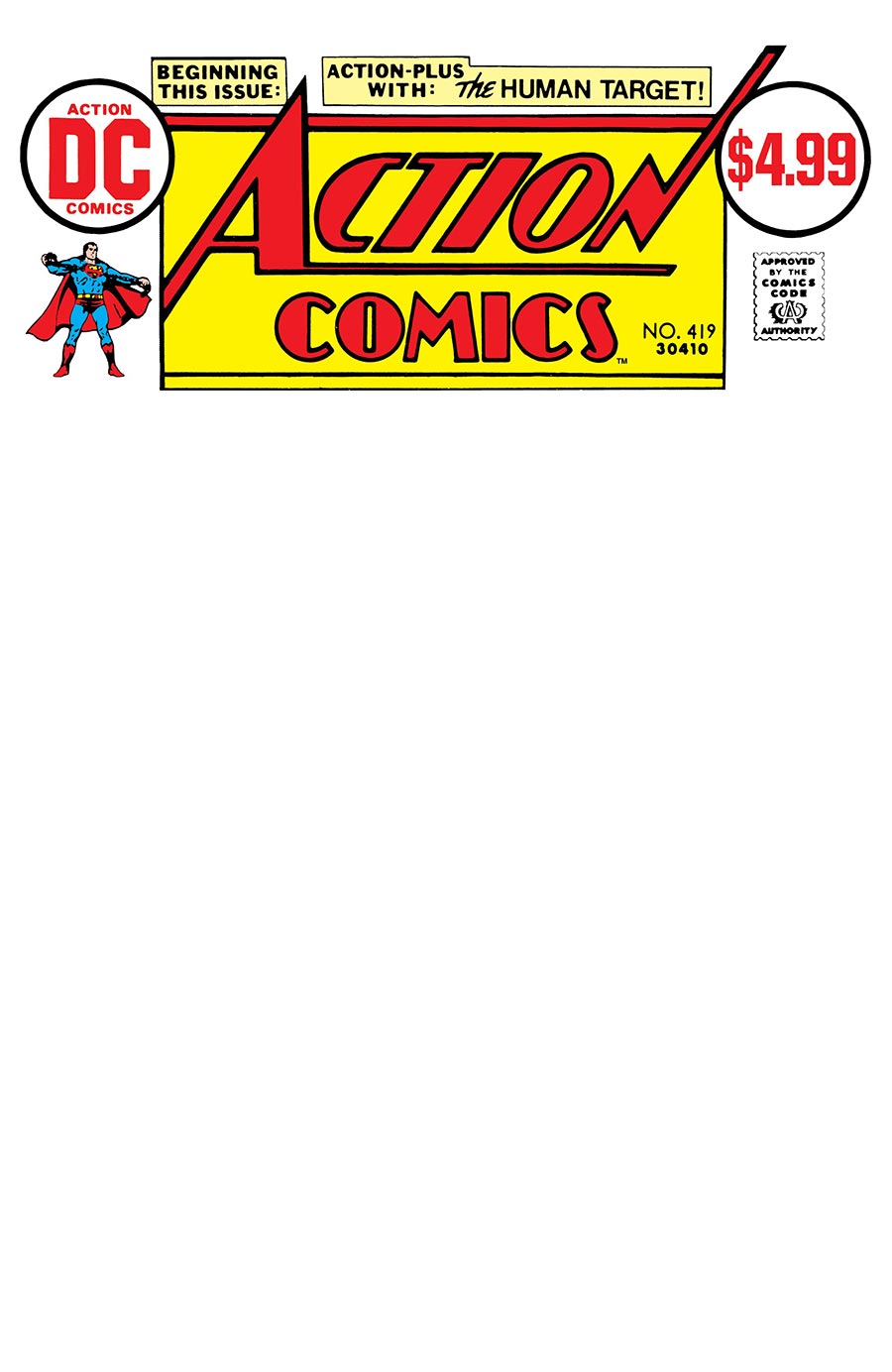 Action Comics #419 Facsimile Edition Cover C Variant Blank Card Stock Cover
