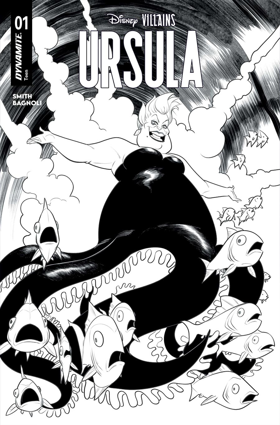 Disney Villains Ursula #1 Cover J Incentive Robert Quinn Line Art Cover