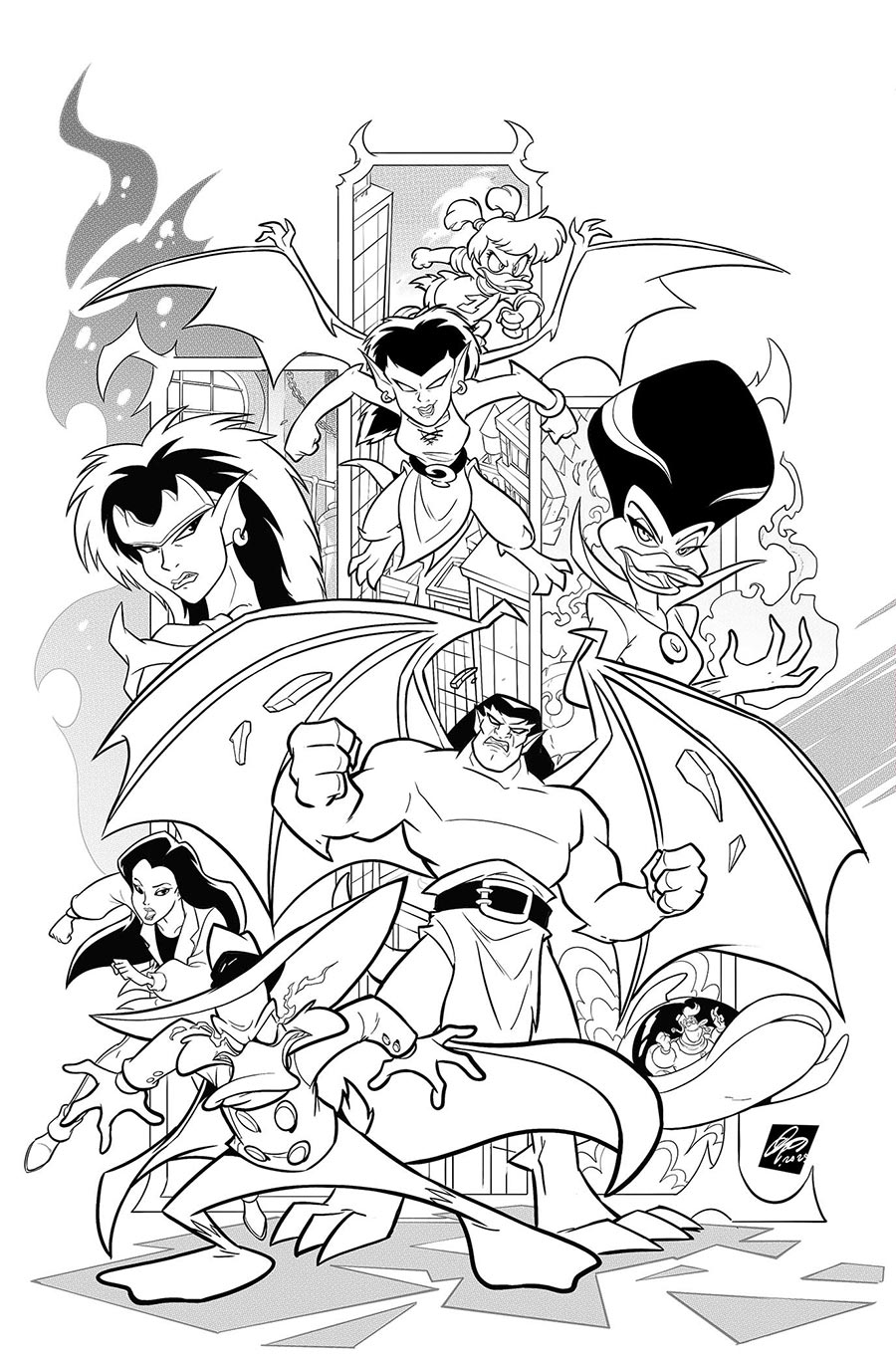 Gargoyles Darkwing Duck #2 Cover I Incentive Ciro Cangialosi Line Art Virgin Cover